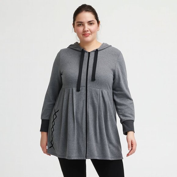 Kimi & Kai Grey Hoodie Tunic Top Blouse Long Sleeve Size Large - Picture 1 of 4